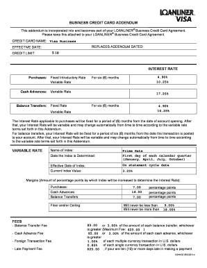 Business Credit Card Addendum