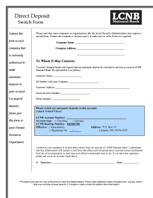 Direct Deposit Switch Form