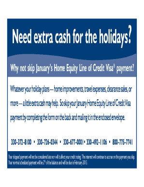Home Equity Line of Credit Visa Payment Skip Request