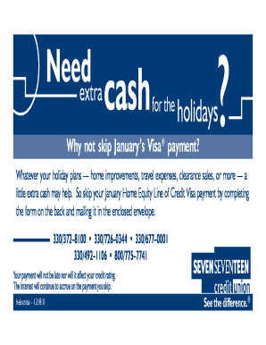 Visa Home Equity Line of Credit Payment Skip Form