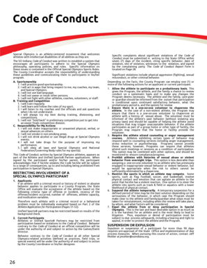 Special Olympics Indiana Code of Conduct