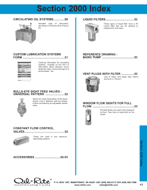 Circulating Oil Systems Order Form