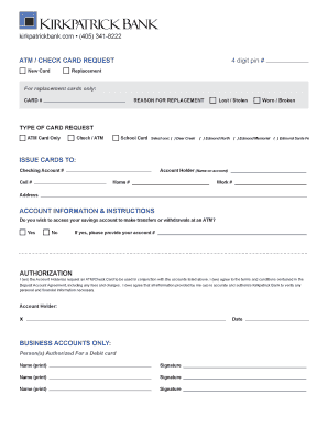 ATM Check Card Request Form