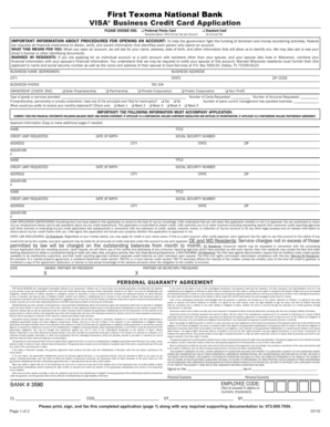 VISA Business Credit Card Application
