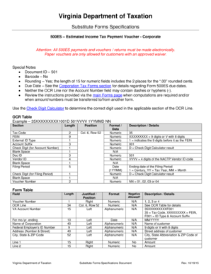 Virginia Form 500ES Estimated Tax Declaration