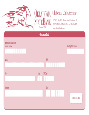 Christmas Club Withdrawal Form