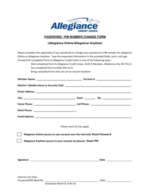 Password PIN Change Form