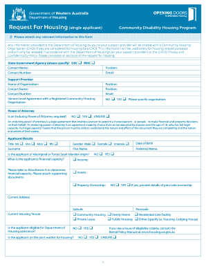 Request for Housing Application