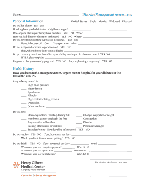 Diabetes Management Assessment Form