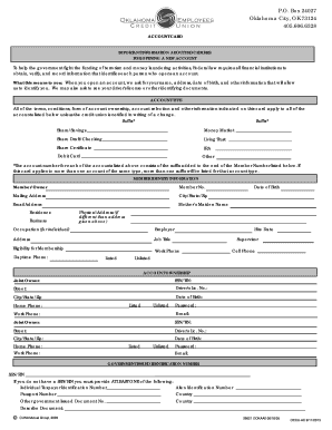 Oklahoma Employees Credit Union Account Card