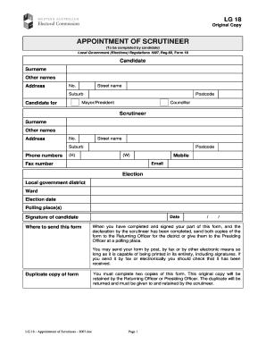 Appointment of Scrutineer Form 18