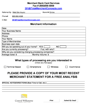 Merchant Bank Card Services Application