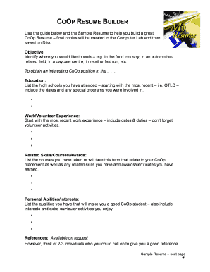 CoOp Resume Builder Guide