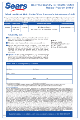 Electrolux Laundry Rebate Form