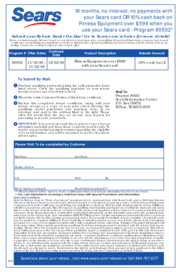 Sears Fitness Equipment Rebate Form