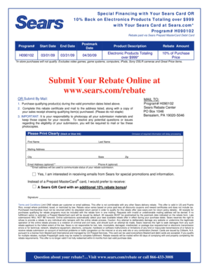 Sears Electronics Rebate Form