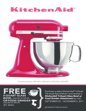 KitchenAid Stand Mixer Rebate Form