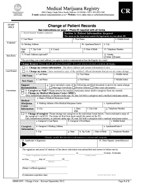 Colorado Medical Marijuana Registry Change Form