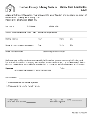 Library Card Application