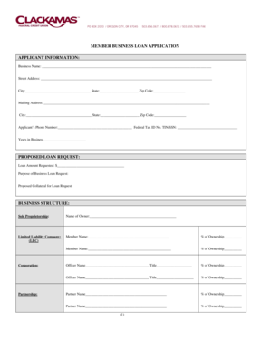 Member Business Loan Application