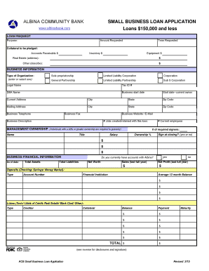 Albina Community Bank Small Business Loan Application