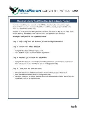 West Milton State Bank Switch Kit