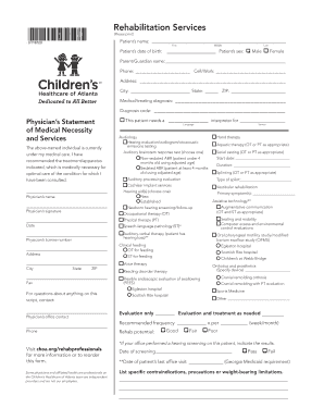Rehabilitation Services Form