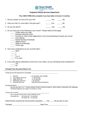 Fall Risk Assessment Form