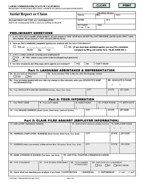 California Wage Claim Form
