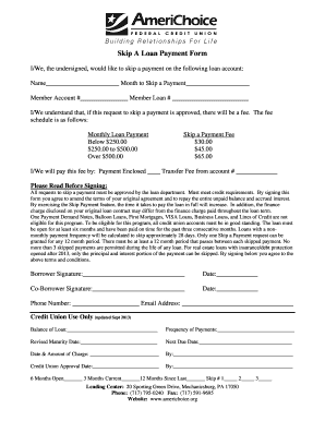 Skip a Loan Payment Form
