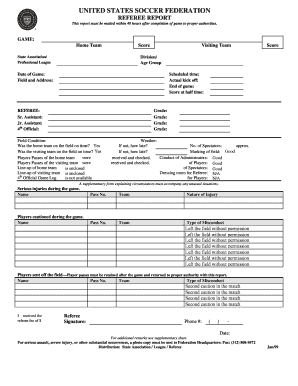 US Soccer Federation Referee Report