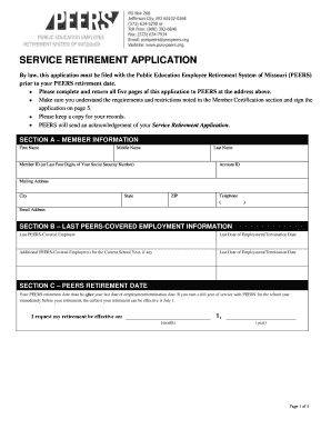 Missouri Service Retirement Application