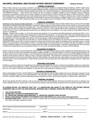Kalispell Regional Healthcare Patient Service Agreement