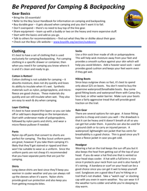 Camping checklist pdf - Be Prepared for Camping amp Backpacking - troop86stanwood