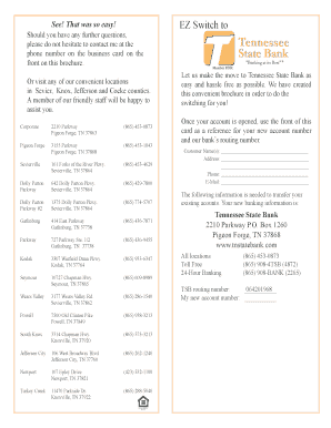Tennessee State Bank Switch Kit Brochure