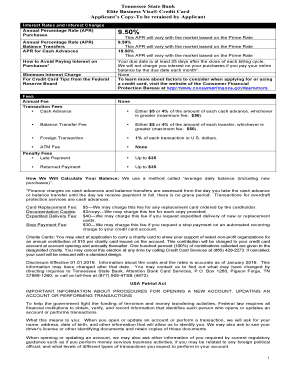 Tennessee State Bank Elite Business Visa® Credit Card Application