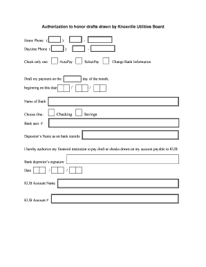 Authorization to Honor Drafts