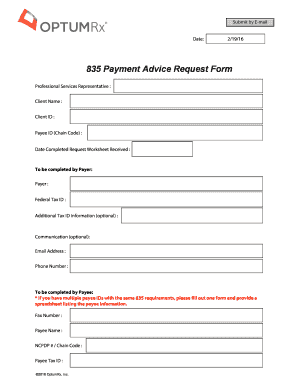 835 Payment Advice Request Form