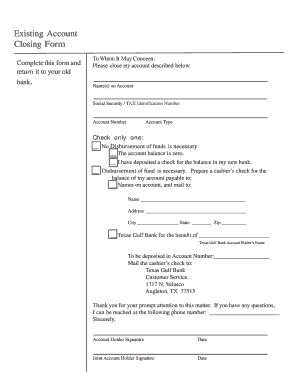 Account Closing Form