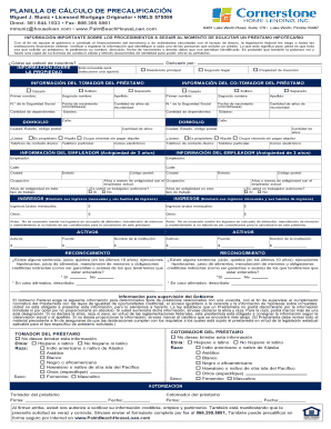 Planilla de Cálculo de Precalificación