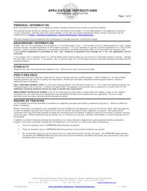 Alaska Professional Teacher Certification Application