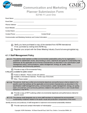 Communication and Marketing Planner Submission Form