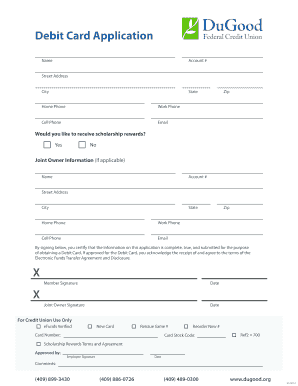Debit Card Application Form