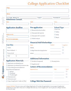 College Application Checklist