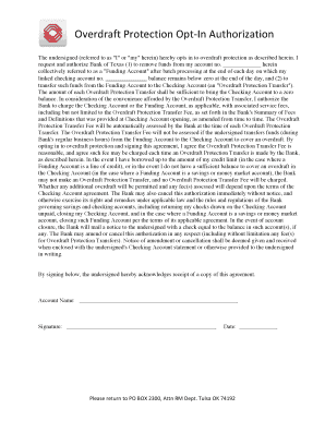 Overdraft Protection Opt-In Authorization