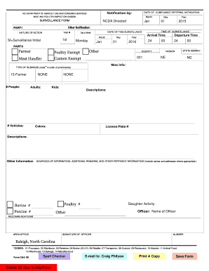 North Carolina Meat and Poultry Inspection Surveillance Form