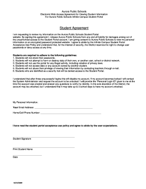 Aurora Public Schools Student Portal Access Agreement