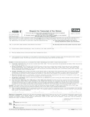 IRS Form 4506-T Request for Transcript of Tax Return