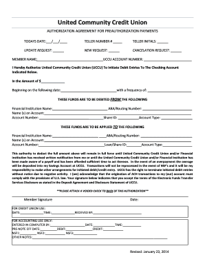 Authorization Agreement for Preauthorized Payments