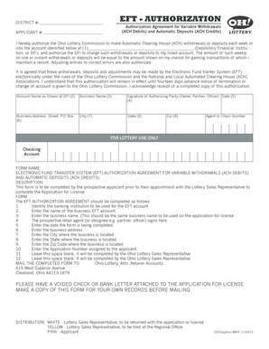 Electronic Fund Transfer Authorization Agreement